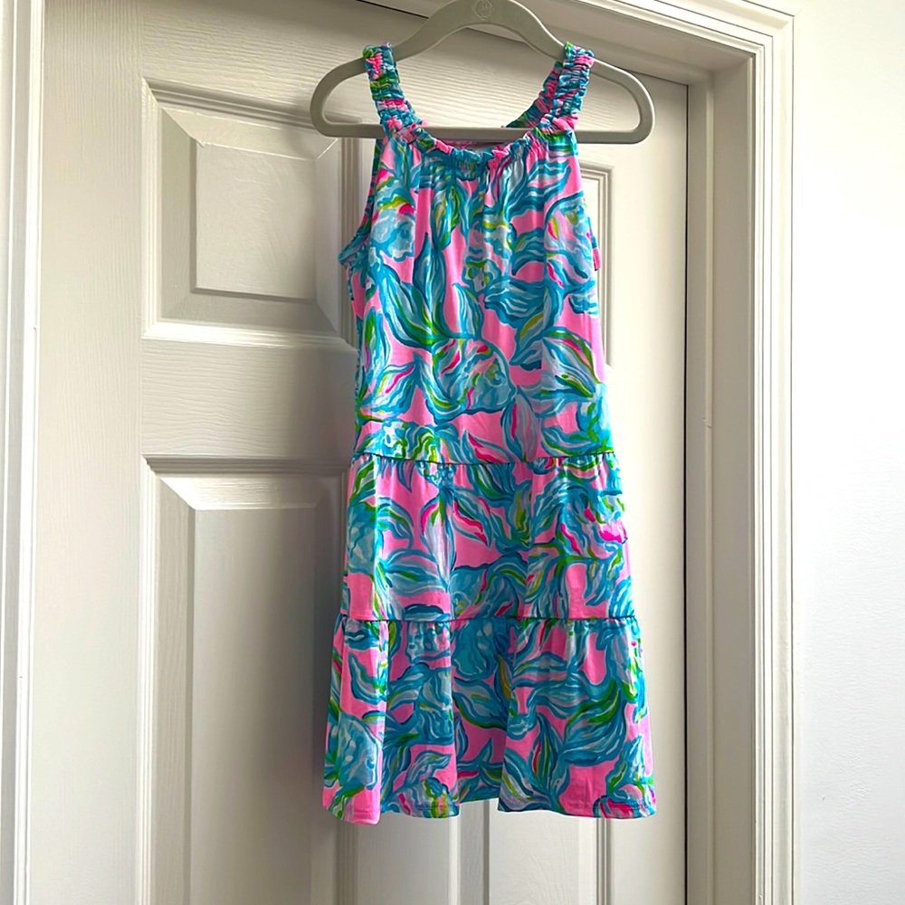 Lilly Pulitzer Mini Loro Dress Pelican Pink Off The Scales Sz 6-7